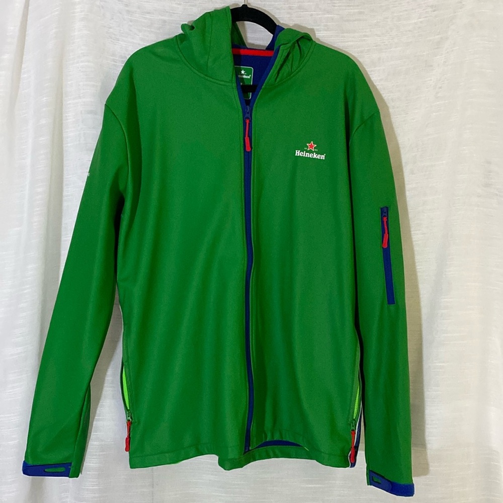 Heineken UEFA Champions League Water Resistant Lined Green XL Zip-Up Hood Jacket